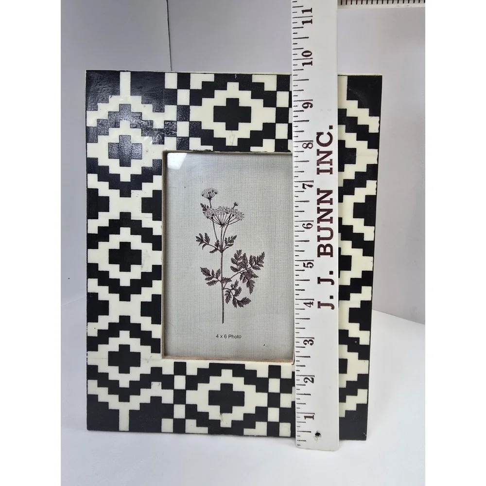 Black White Geometric Photo Frame 4x6 Aztec Tribal Southwestern Boho Decor